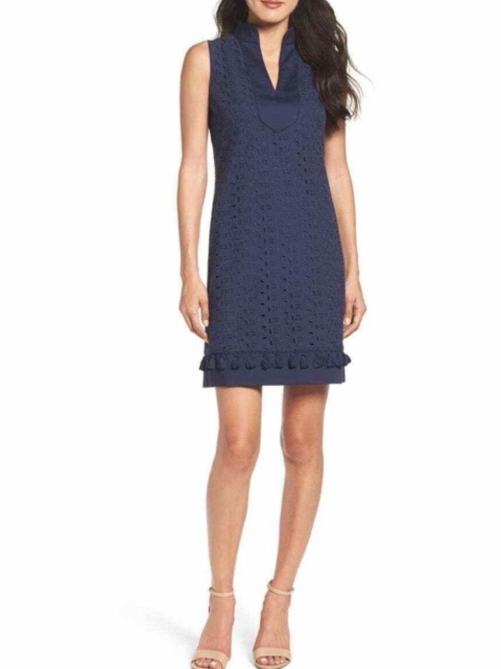 Eliza J Eyelet Tassel Navy Shift‎ Dress NWT